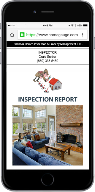 Smartphone showing an online home inspection report 